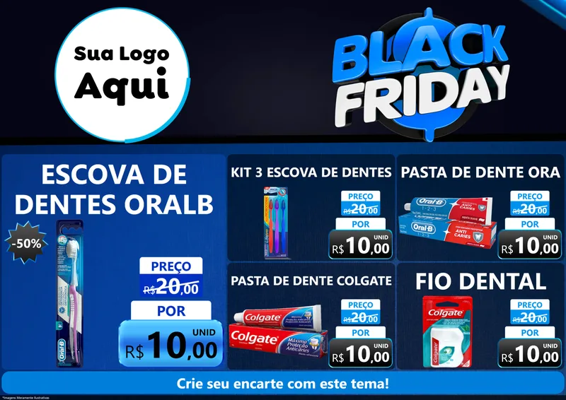 Modelo de Encarte para Encarte A4 Horizontal com o tema Black Friday para Higiene Pessoal