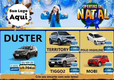 Modelo de Encarte para Encarte A4 Horizontal com o tema Ofertas de Natal para Concessionaria de Carros