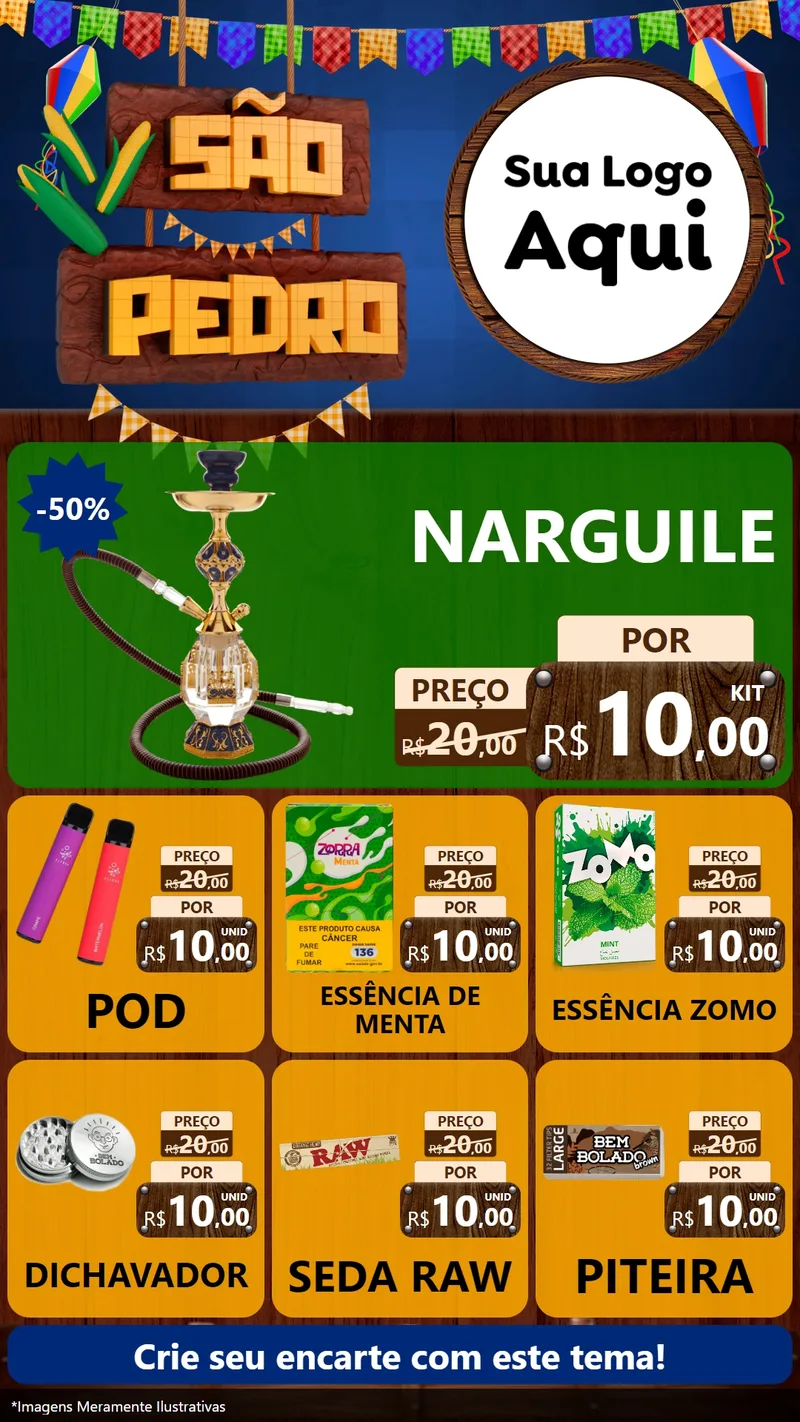 Modelo de Rede Social para Stories com o tema São Pedro para Tabacaria