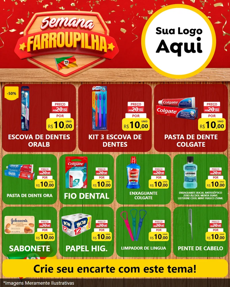 Modelo de Rede Social para Feed Instagram com o tema Semana Farroupilha para Higiene Pessoal