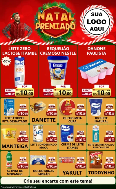 Modelo de Encarte para Encarte Grande com o tema Natal Premiado para Frios e Laticínios