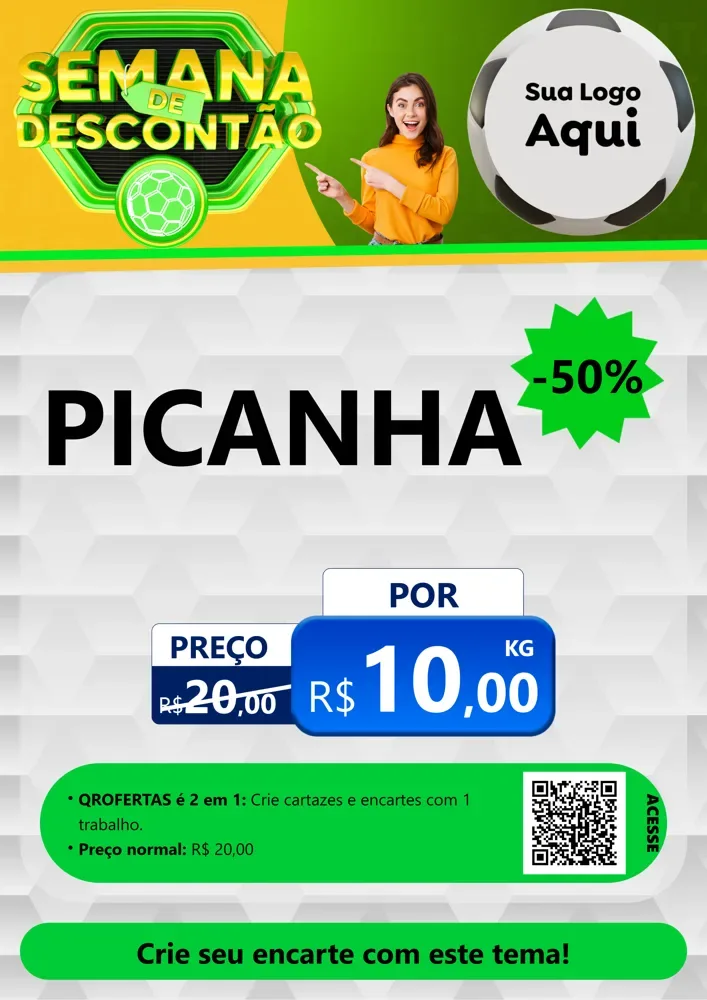 Modelo de Cartaz para Cartaz A4 Vertical com o tema Semana de Descontão - Copa para Açougue