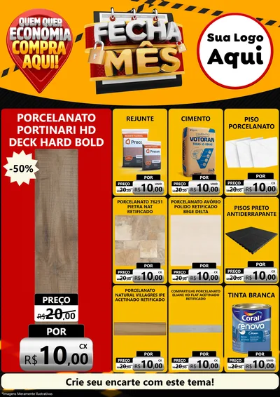 Modelo de Encarte para Encarte A4 Vertical com o tema Fecha Mês para Pisos e revestimentos