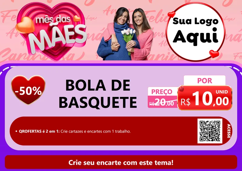 Modelo de Cartaz para Cartaz A4 Horizontal com o tema Mês Das Mães para Artigos Esportivos