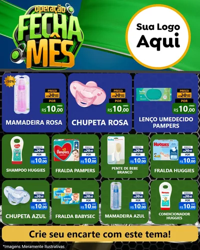 Modelo de Rede Social para Feed Instagram com o tema Operação Fecha Mês para Bebês