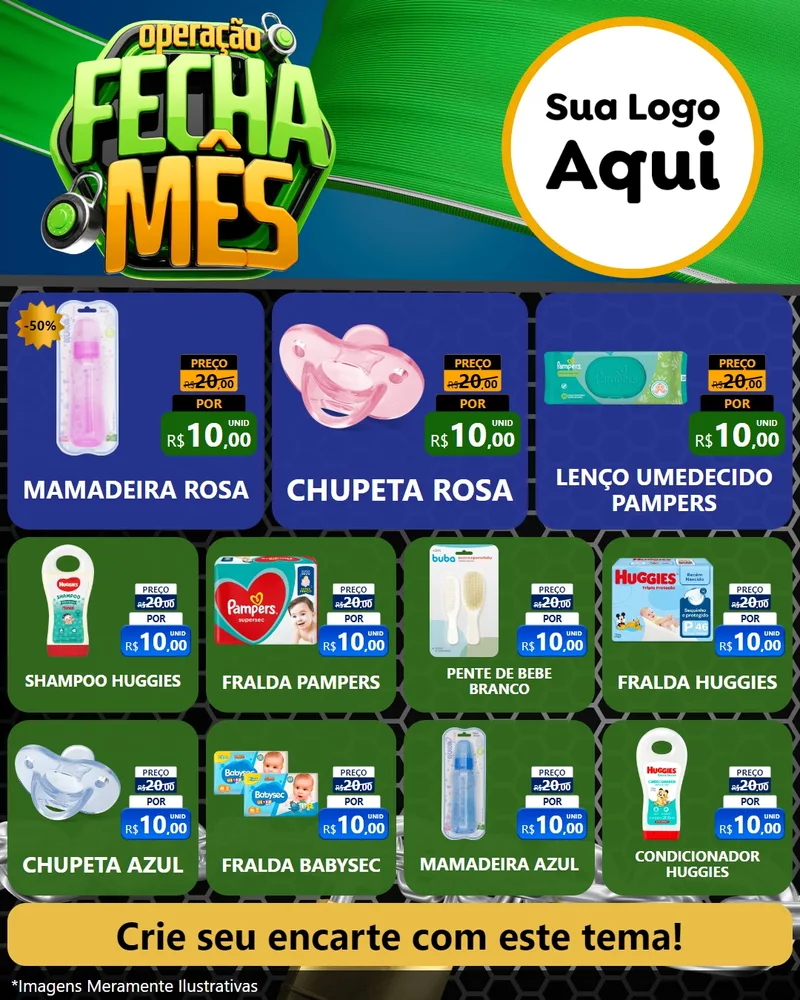 Modelo de Rede Social para Feed Instagram com o tema Operação Fecha Mês para Bebês