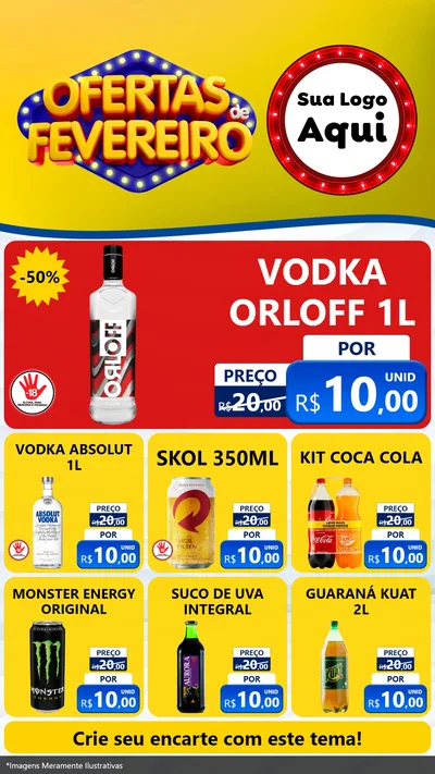Modelo de Rede Social para Stories com o tema Ofertas de Fevereiro para Distribuidora de bebidas