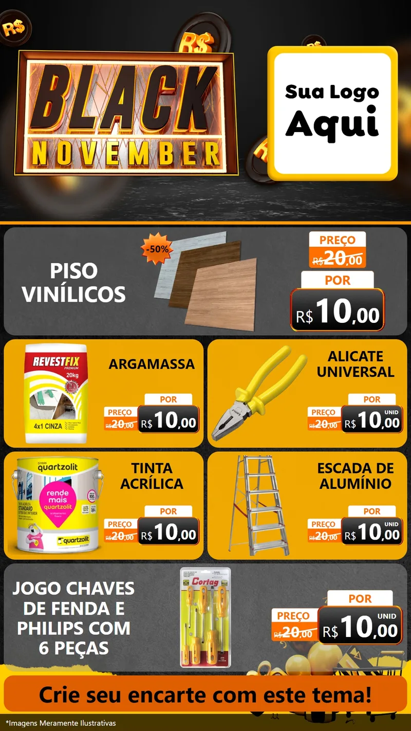 Modelo de TV para TV Vertical com o tema Black November para Material para Construção