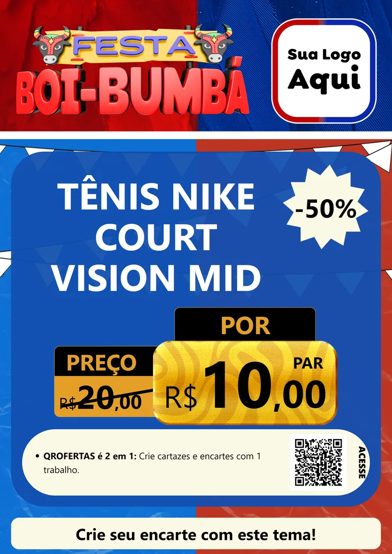 Modelo de Cartaz para Cartaz A4 Vertical com o tema Festa Boi Bumbá para Calçados