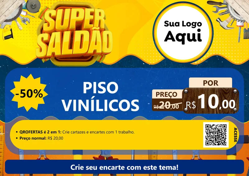 Modelo de Cartaz para Cartaz A4 Horizontal com o tema Super Saldão para Material para Construção