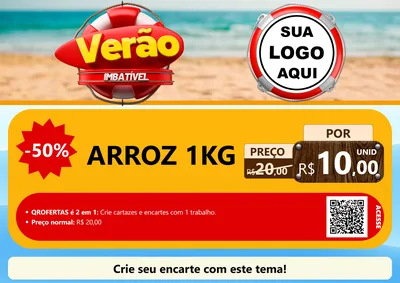 Modelo de Cartaz para Cartaz A4 Horizontal com o tema Verão Imbatível para Supermercado