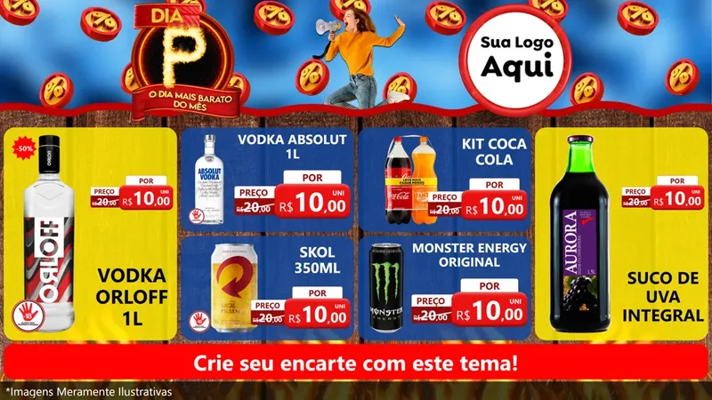 Modelo de TV para TV Horizontal com o tema Dia P - O Dia Mais Barato Do Mês para Distribuidora de bebidas