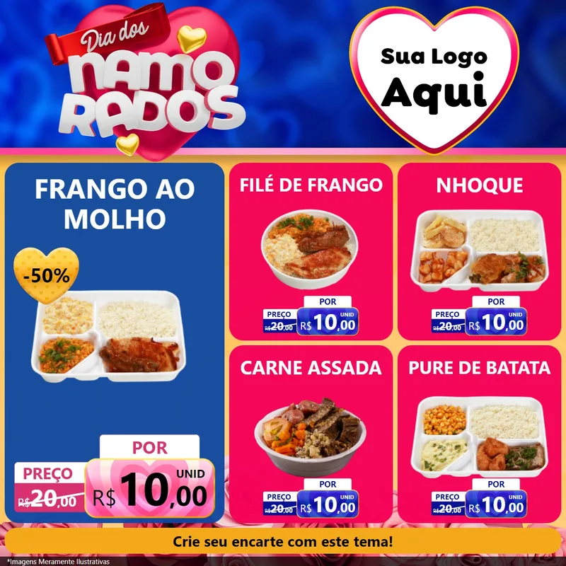 Modelo de Rede Social para Feed Facebook com o tema Dia dos namorados para Restaurante