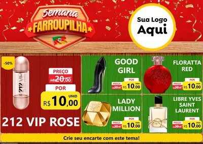 Modelo de Encarte para Encarte A4 Horizontal com o tema Semana Farroupilha para Perfumes