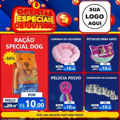 Modelo de Rede Social para Feed Facebook com o tema Ofertas Especiais de Outubro para Pet Shop