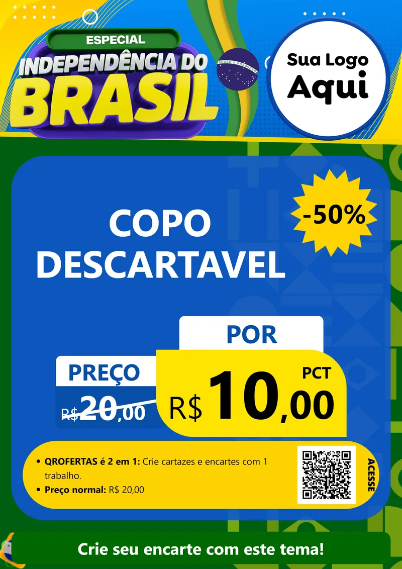 Modelo de Cartaz para Cartaz A4 Vertical com o tema Especial Independência do Brasil para Embalagens