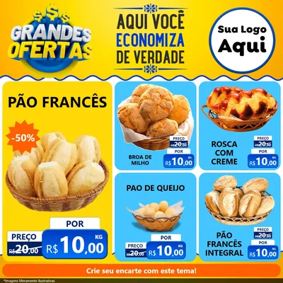 Modelo de Rede Social para Feed Facebook com o tema Grandes Ofertas para Padaria