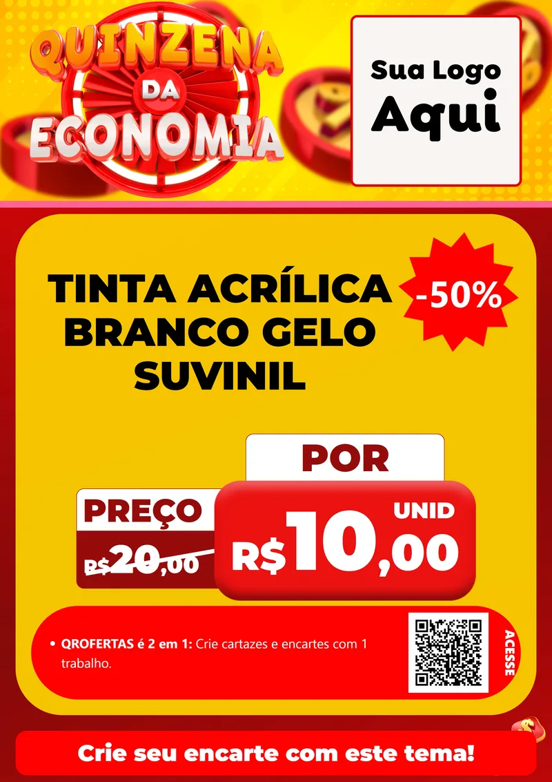 Modelo de Cartaz para Cartaz A4 Vertical com o tema Quinzena Da Economia para Tintas e Ferramentas