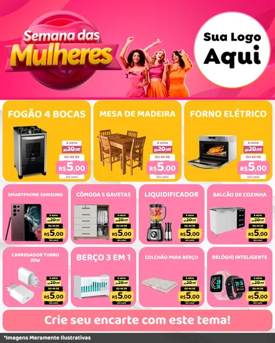 Modelo de Rede Social para Feed Instagram com o tema Semana das Mulheres para Móveis e Eletro