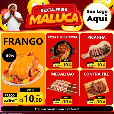 Modelo de Rede Social para Feed Facebook com o tema Sexta-feira Maluca para Assados