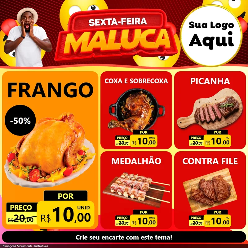 Modelo de Rede Social para Feed Facebook com o tema Sexta-feira Maluca para Assados