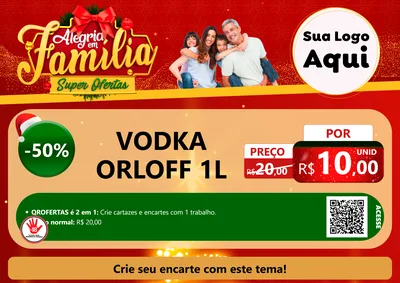 Modelo de Cartaz para Cartaz A4 Horizontal com o tema Alegria em Família Super Ofertas - Natal para Distribuidora de bebidas