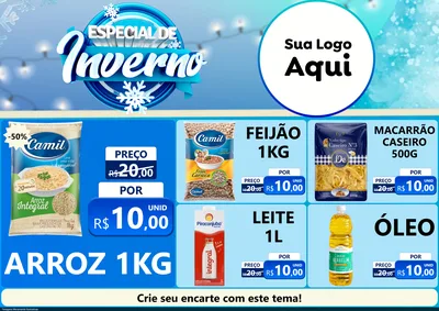 Modelo de Encarte para Encarte A4 Horizontal com o tema Especial de Inverno para Supermercado