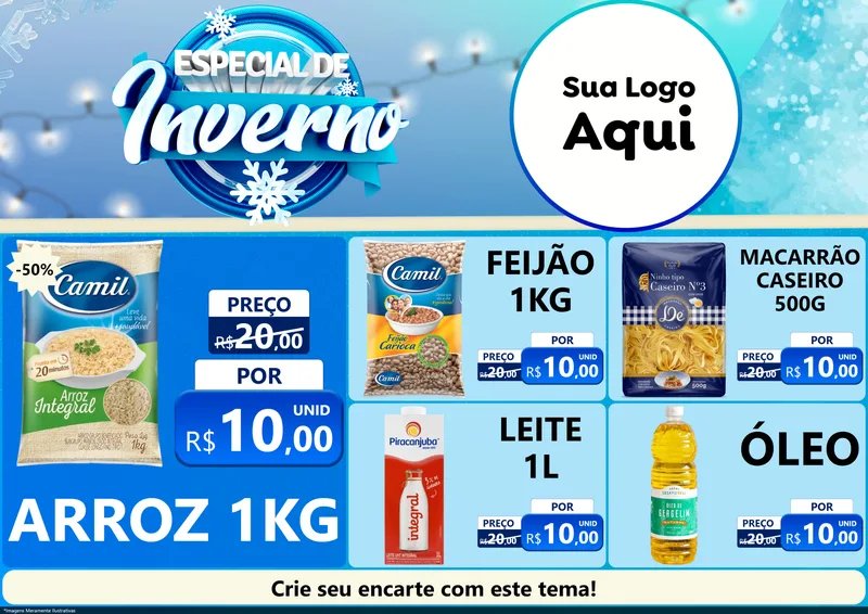 Modelo de Encarte para Encarte A4 Horizontal com o tema Especial de Inverno para Supermercado