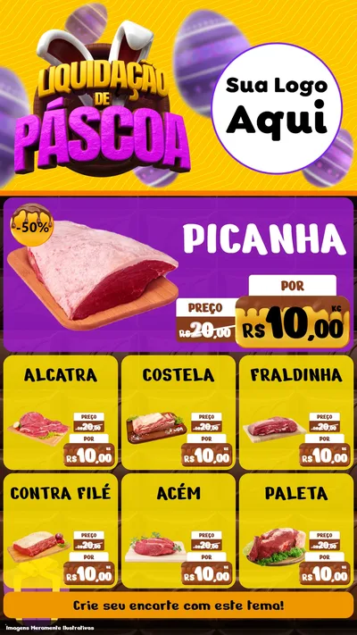 Modelo de Rede Social para Stories com o tema Liquidação de Páscoa para Açougue