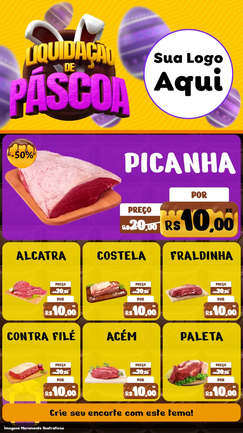 Modelo de Rede Social para Stories com o tema Liquidação de Páscoa para Açougue