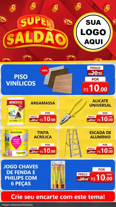 Modelo de TV para TV Vertical com o tema Super Saldão para Material para Construção