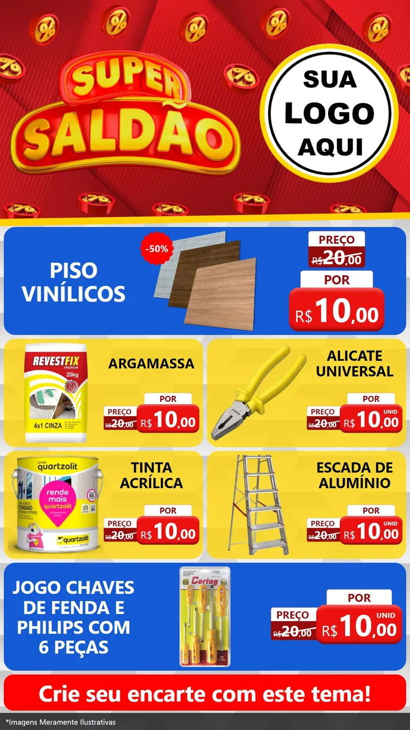 Modelo de TV para TV Vertical com o tema Super Saldão para Material para Construção
