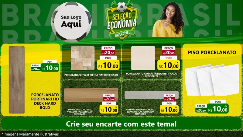 Modelo de TV para TV Horizontal com o tema Seleção de Economia - Copa para Pisos e revestimentos