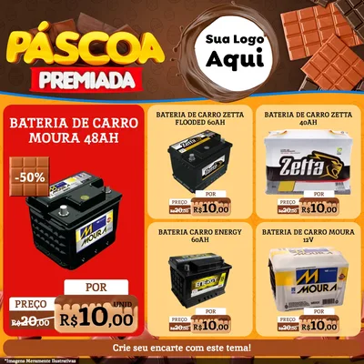 Modelo de Rede Social para Feed Facebook com o tema Páscoa Premiada para Baterias Elétricas