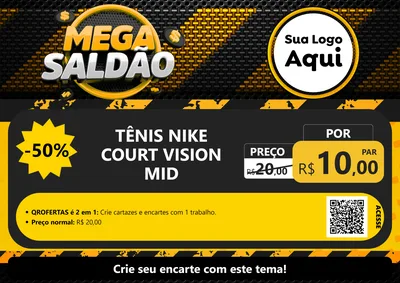 Modelo de Cartaz para Cartaz A4 Horizontal com o tema Mega Saldão para Calçados