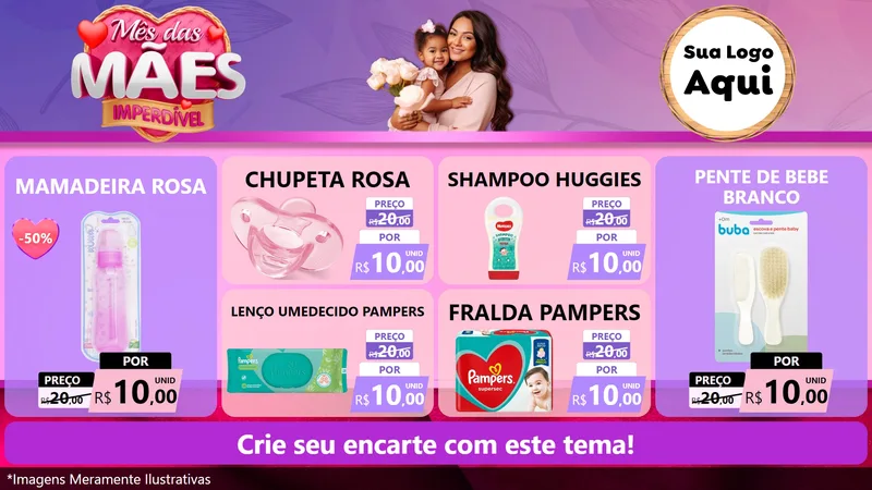Modelo de TV para TV Horizontal com o tema Mês das Mães Imperdível para Bebês