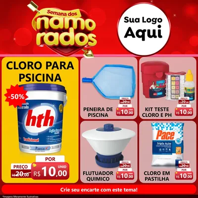 Modelo de Rede Social para Feed Facebook com o tema Semana dos namorados para Produtos para Piscina
