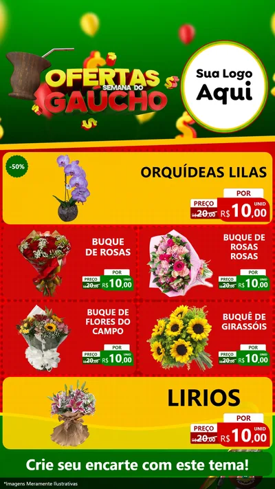 Modelo de TV para TV Vertical com o tema Ofertas Semana Do Gaúcho para Floricultura e jardim