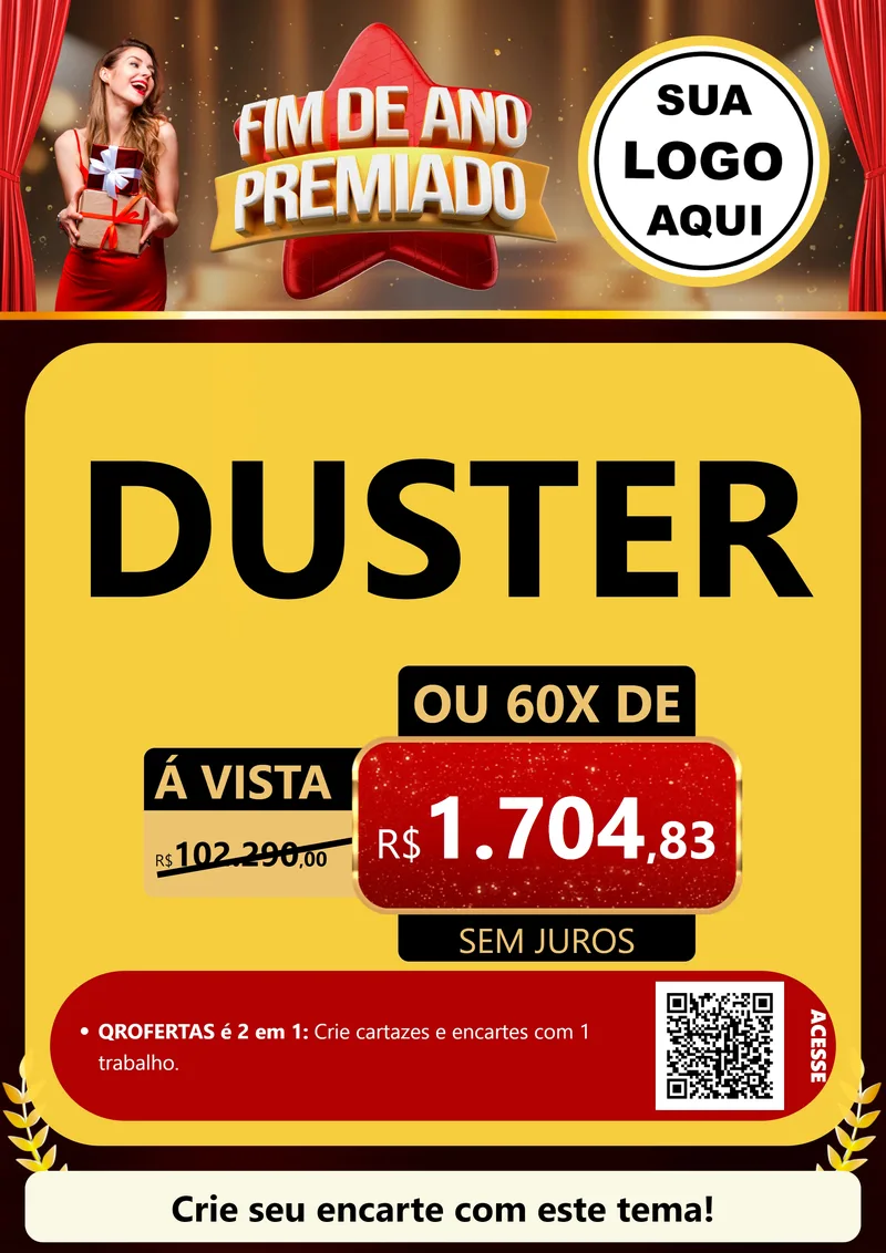 Modelo de Cartaz para Cartaz A4 Vertical com o tema Fim de Ano Premiado para Concessionaria de Carros
