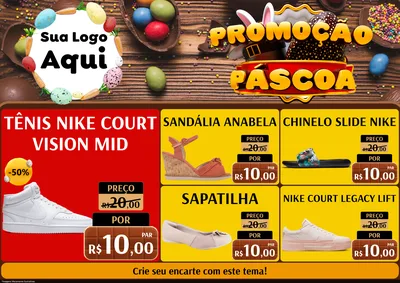Modelo de Encarte para Encarte A4 Horizontal com o tema Promoção Páscoa para Calçados