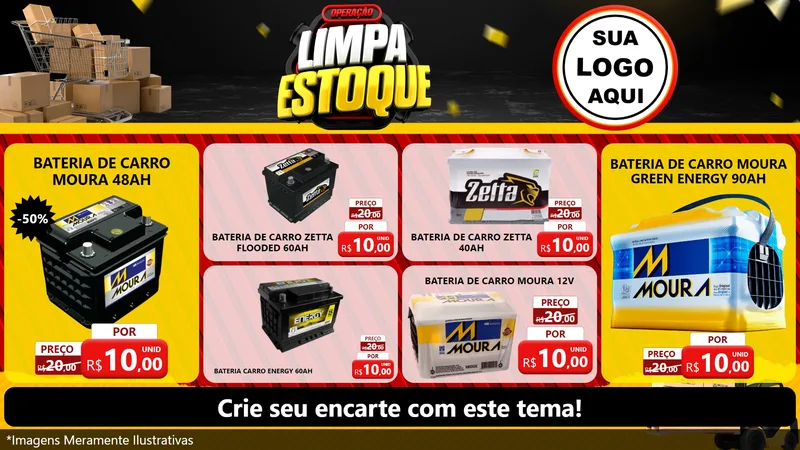 Modelo de TV para TV Horizontal com o tema Operação Limpa Estoque para Baterias Elétricas