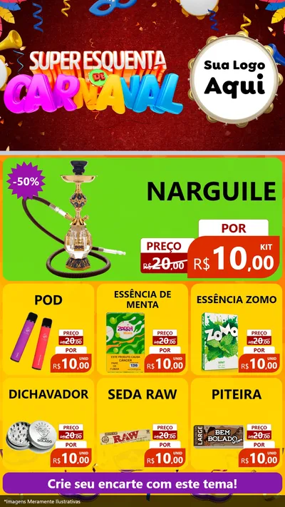 Modelo de Rede Social para Stories com o tema Super Esquenta de Carnaval para Tabacaria