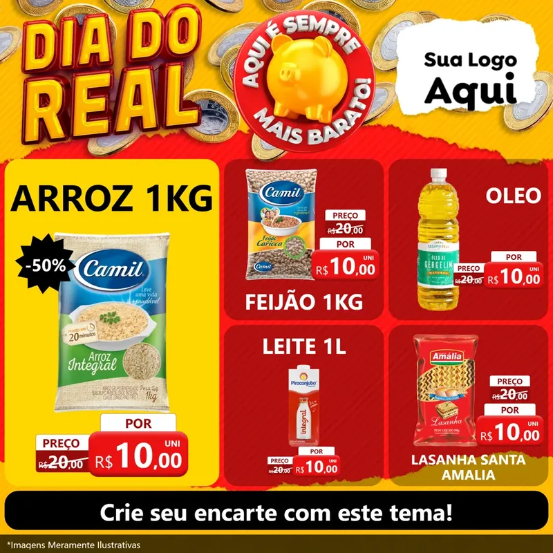 Modelo de Rede Social para Feed Facebook com o tema Dia Do Real para Supermercado