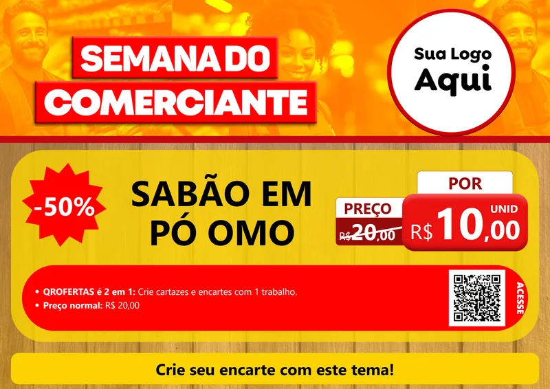 Modelo de Cartaz para Cartaz A4 Horizontal com o tema Semana do Comerciante para Produtos de Limpeza