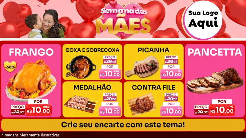 Modelo de TV para TV Horizontal com o tema Semana Das Mães para Assados