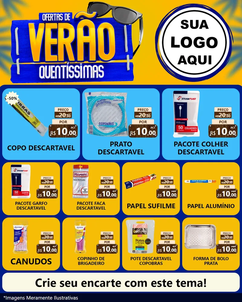 Modelo de Rede Social para Feed Instagram com o tema Ofertas de Verão Quentíssimas para Embalagens
