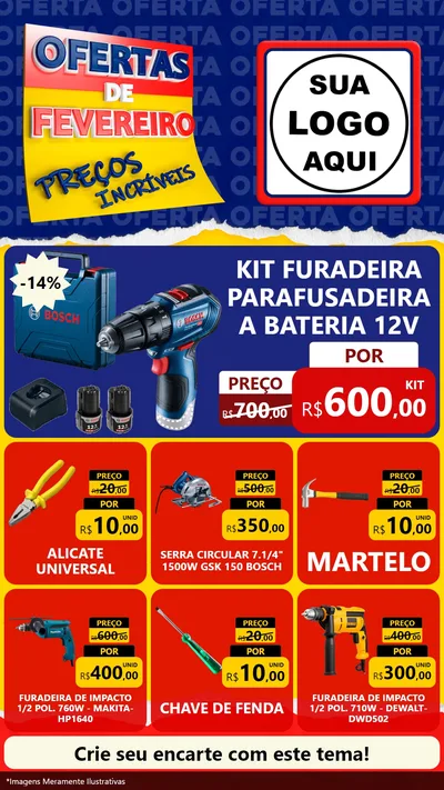 Modelo de Rede Social para Stories com o tema Ofertas de Fevereiro - Preços Incríveis para Maquinas e Ferramentas