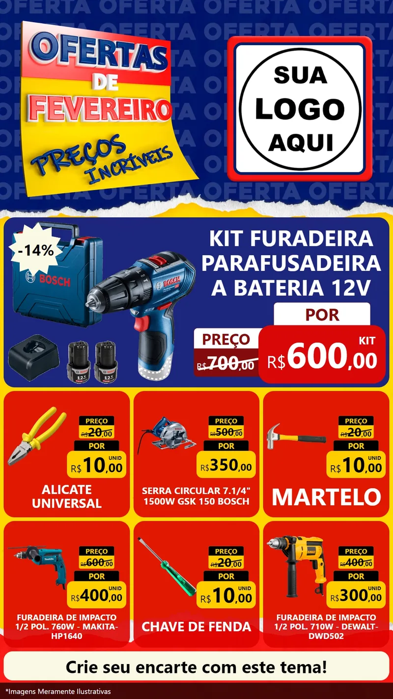 Modelo de Rede Social para Stories com o tema Ofertas de Fevereiro - Preços Incríveis para Maquinas e Ferramentas