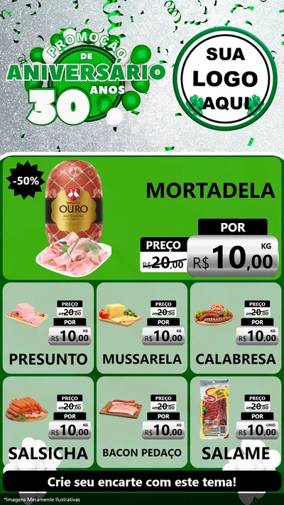 Modelo de Rede Social para Stories com o tema Promoção de Aniversário - 30 Anos para Frios e Laticínios