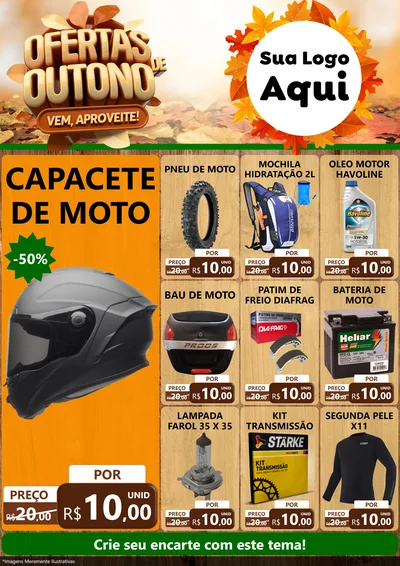 Modelo de Encarte para Encarte A4 Vertical com o tema Ofertas de Outono - Vem, Aproveite! para Moto peças